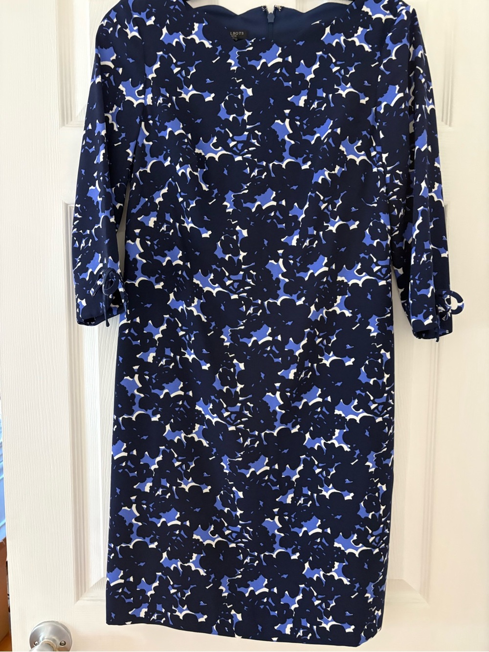 Talbots Navy and Cobalt Floral Midi Dress
